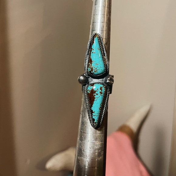 Genuine Turquoise & Sterling Silver Ring Size 6.5 - Picture 6 of 8